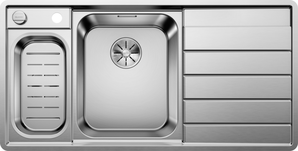 Chiuveta AXA III 6 S-IF, 522105, cuva stanga, otel satinat, 100 cm, tocator inclus, Blanco